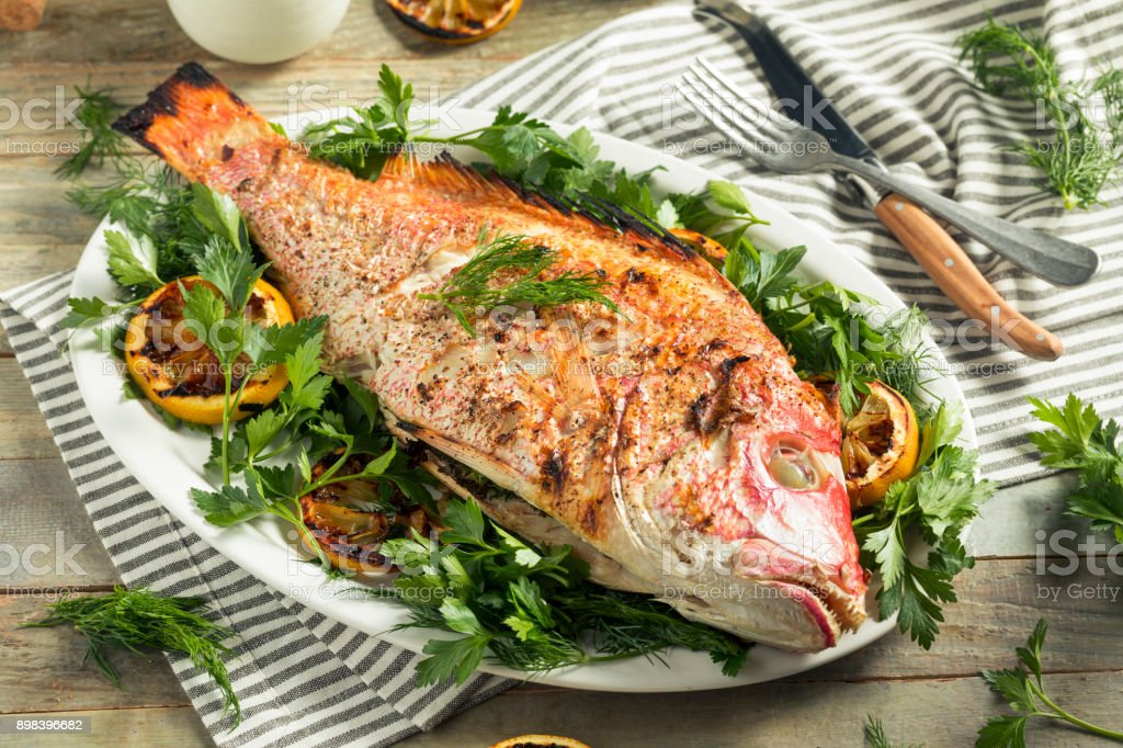 Homemade Grilled Whole Red Snapper with Lemons and Dill baked whole red snapper